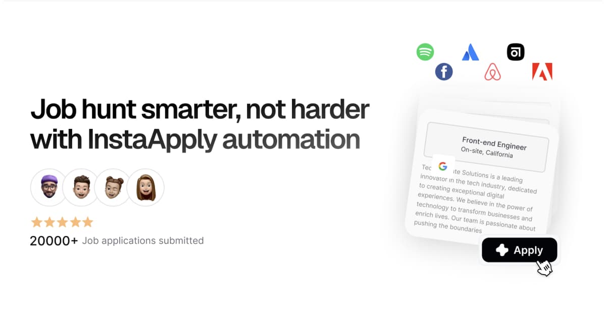Visual for InstaApply project : Suite of tools making job hunting way easier!